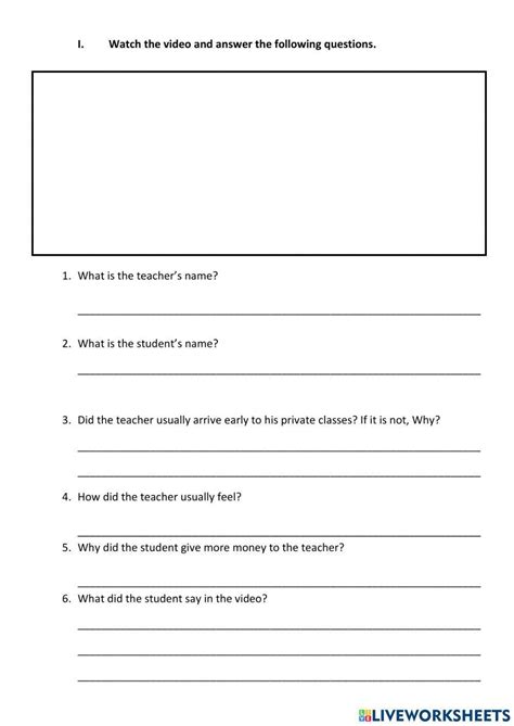 live worksheet|For Teachers .